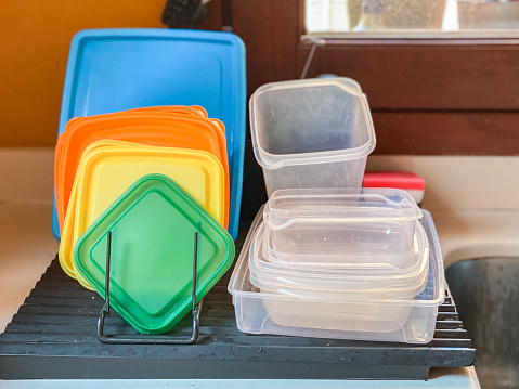 clean plastic containers ready to use in the kitchen