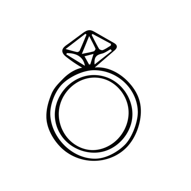 Diamond ring vector. Wedding ring outline, doodle, hand-drawn illustration. Diamond ring vector. Wedding ring outline, doodle, hand-drawn illustration. diamond ring clipart stock illustrations