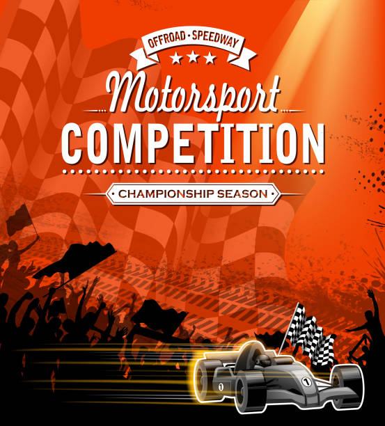스포츠 레이스 대회 표지판 - motorized sport motor racing track motorcycle racing auto racing stock illustrations