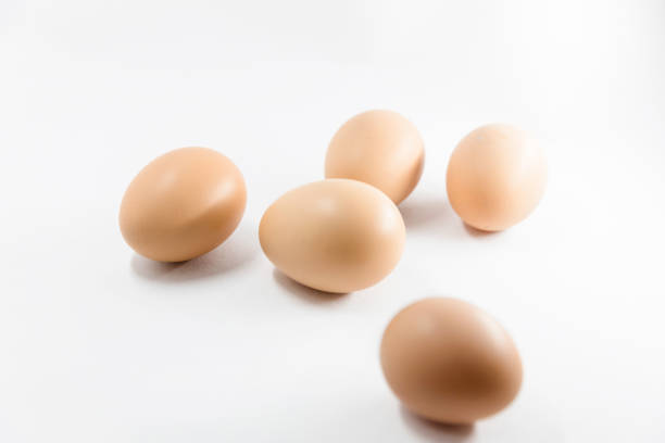 istock Close-up of red eggs on a white background 1320662764