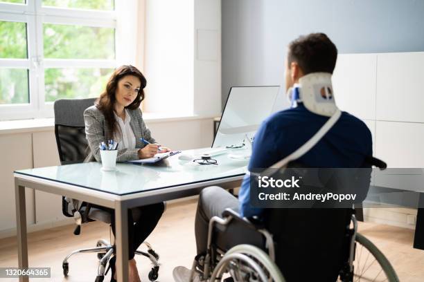 Worker Injury And Disability Compensation Stock Photo - Download Image Now - Physical Injury, Lawyer, Occupation