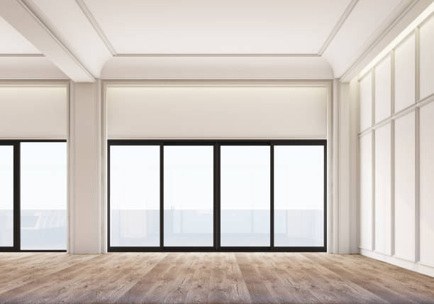 istock Modern classic White area space with wall panels decoration and wooden floor. 3d rendering 1320667708