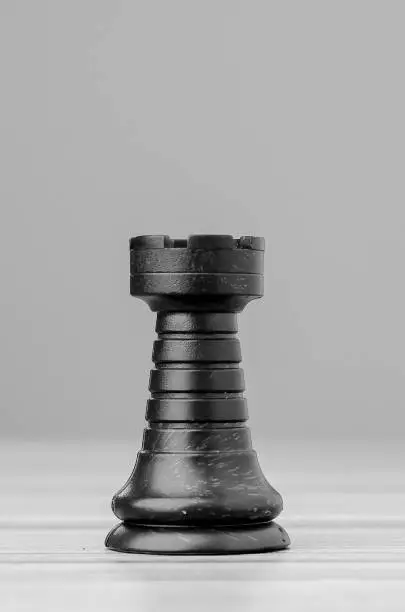 Chess board game pieces. Black Rook
