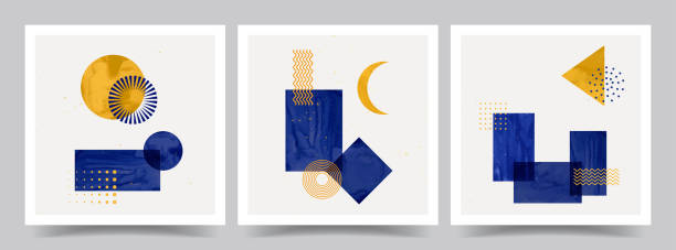 istock Vector illustration. Abstract contemporary aesthetic backgrounds collection. Design for social media template, web banner. Memphis pattern. Blue and gold watercolor paints. Foil effect. Arabic culture 1320670655