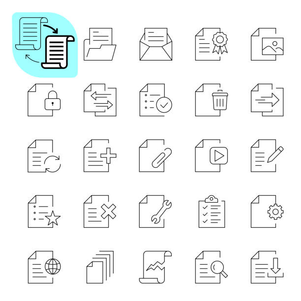 ilustrações, clipart, desenhos animados e ícones de ícones de documentos - paper clip paper note pad attached