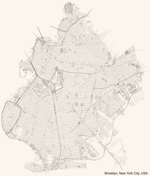 illustrations, cliparts, dessins animés et icônes de carte de routes de rue de l’arrondissement de brooklyn de nyc, etats-unis - brooklyn