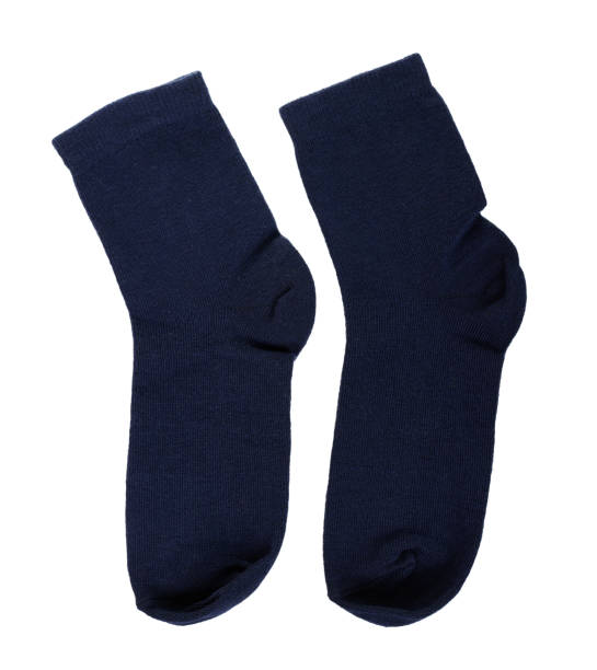 istock Dark blue cotton socks isolated on white background 1320677781