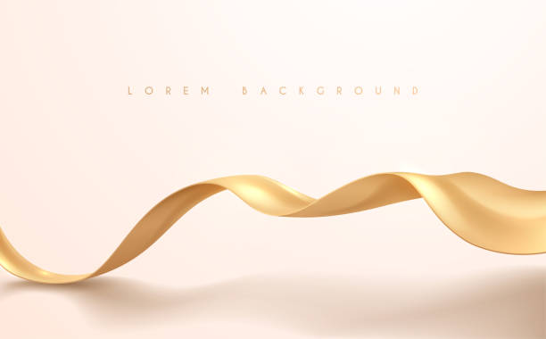 Golden ribbon on white background Golden ribbon on white background in vector mustard yellow fabric stock illustrations