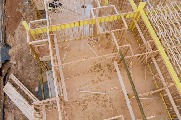 istock Framing beam of new house under construction home framing 1320678049