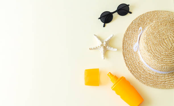 istock Beach accessories flat lay and summer background top view 1320679030