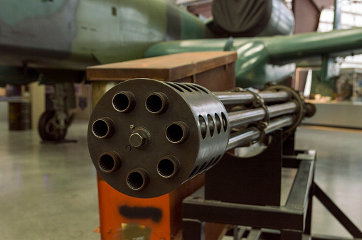 Wheel of the old Soviet cannon. Close-up