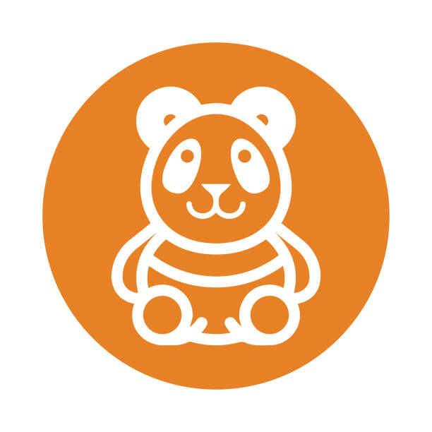 ilustraciones, imágenes clip art, dibujos animados e iconos de stock de icono de panda seo. diseño de color naranja. - google panda