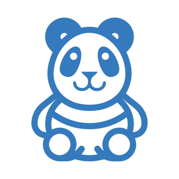 ilustraciones, imágenes clip art, dibujos animados e iconos de stock de icono de panda seo. gráficos vectoriales azules. - google panda