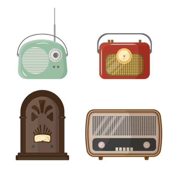 ilustrações de stock, clip art, desenhos animados e ícones de retro radio set. collection of vintage radios: 30s, 50s, 60s, 70s style. - radio 1930s