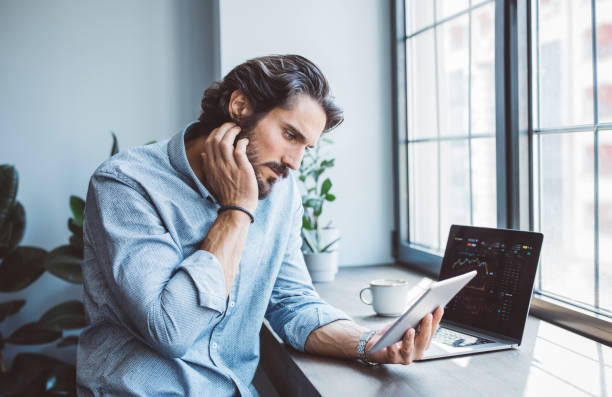 istock Businessman working from home office 1320686119