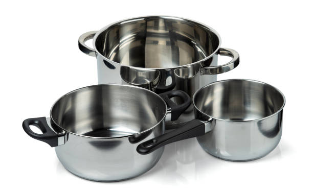 istock Ladle and two stainless steel pans 1320688941