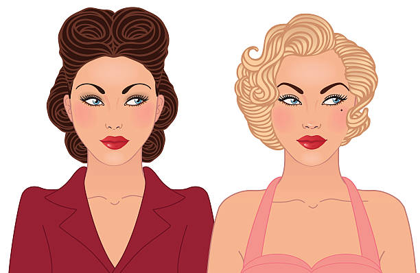 Hairstyle And Makeup Of 19401950 Stock Illustration - Download Image Now -  Hairstyle, 1940-1949, Retro Style - iStock