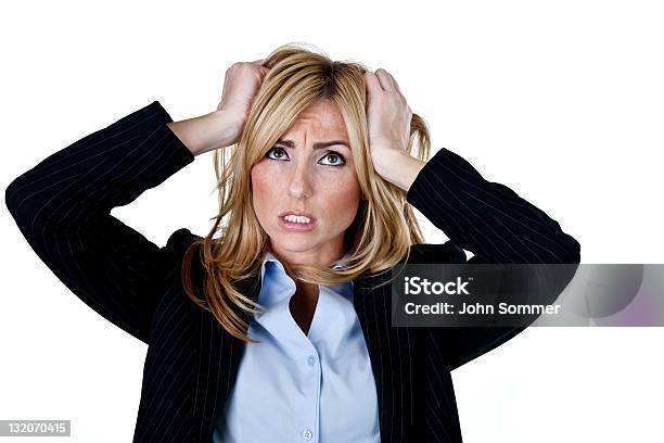 Unhappy Businesswoman Stock Photo - Download Image Now - Tearing Your Hair Out, 20-29 Years, 25-29 Years