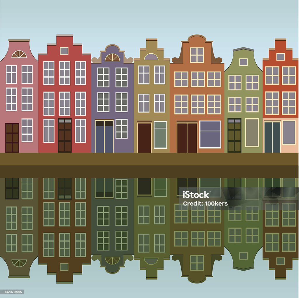 Houses on Amsterdam canal Amsterdam houses on the canal bank seamless Amsterdam stock vector