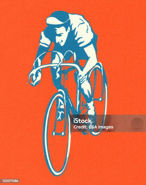 Man Riding Bicycle Stock Illustration - Download Image Now - Cycling, Old-fashioned, Bicycle
