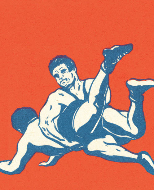 ilustrações de stock, clip art, desenhos animados e ícones de dois wrestlers - wrestling sport two people people