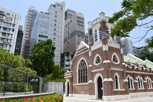 Hong Kong, China - August 9, 2019: St. Andrew's Anglican Church in Kowloon.