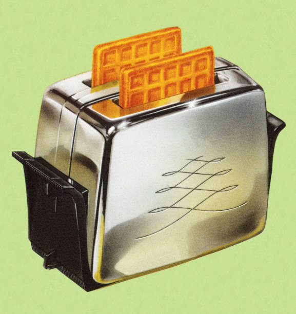 ilustrações de stock, clip art, desenhos animados e ícones de waffles no tostador - torradeira