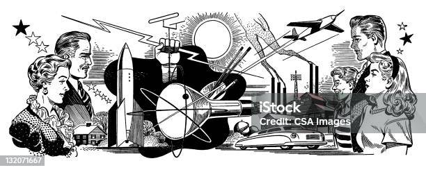 Menschen Genießen Sie Moderne Technologie Stock Vektor Art und mehr Bilder von Schwarzweiß-Bild - Schwarzweiß-Bild, Technologie, Auto