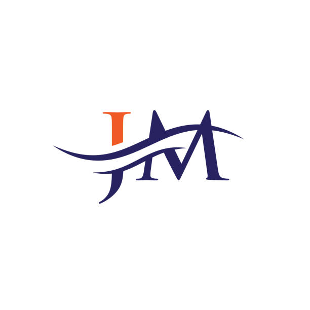 Premium Letter JM Logo Design with water wave concept. JM letter logo design with modern trendy JM letter logo design with modern trendy crystal letter j stock illustrations