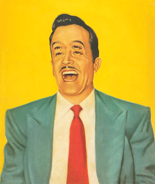 illustrations, cliparts, dessins animés et icônes de homme avec quatre yeux rire - portrait bouche ouverte