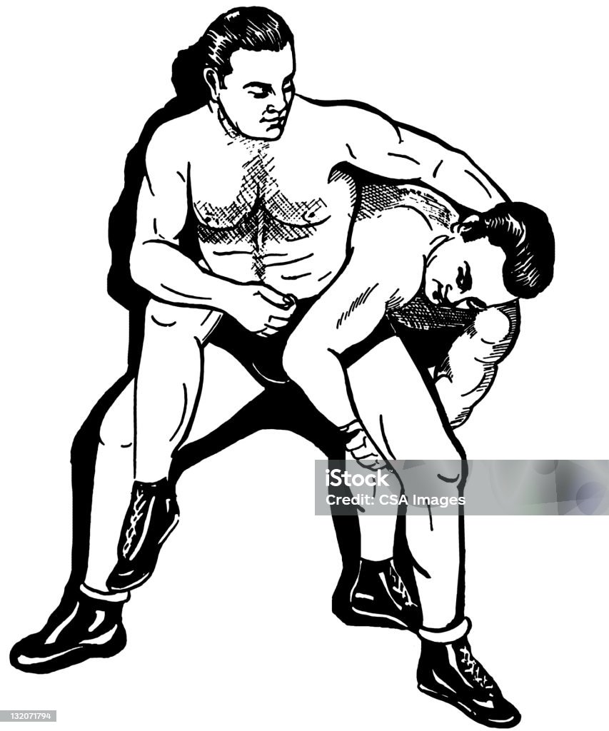Deux hommes de fer - Illustration de Lutte - Sport de combat libre de droits