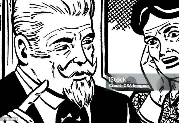 Ilustración de Pareja Discutiendo Edad Avanzada y más Vectores Libres de Derechos de Blanco y negro - Blanco y negro, Diálogo, Adulto