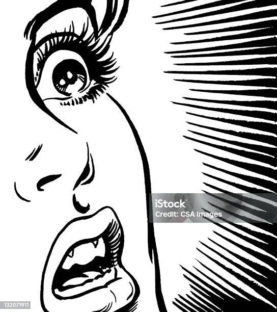 Shocked Woman Closeup Stock Illustration - Download Image Now - Surprise, Shock, Human Face