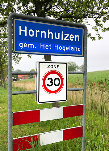 Hornhuizen, Netherlands: A city limit sign.