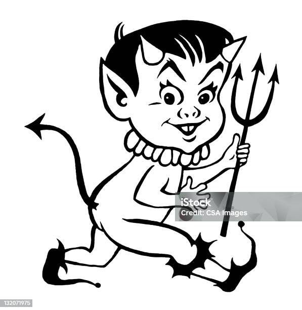 Маленький Дьявол Бега — стоковая векторная графика и другие изображения на тему Бегать - Бегать, Дьявол, Ребёнок