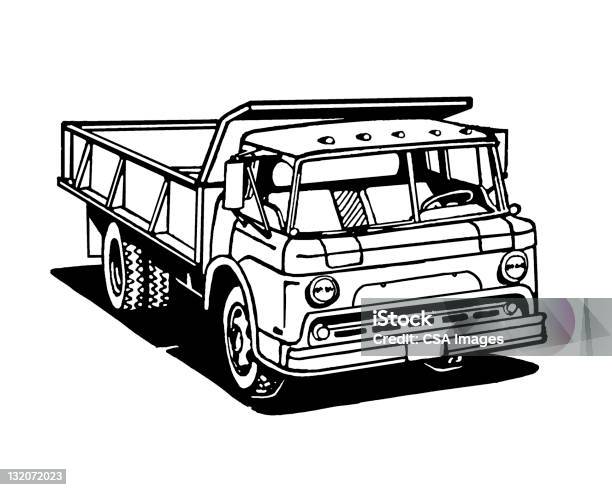 Dumptruck Vintage Vecteurs libres de droits et plus d'images vectorielles de Camion-benne - Camion-benne, D'autrefois, Dessin au trait