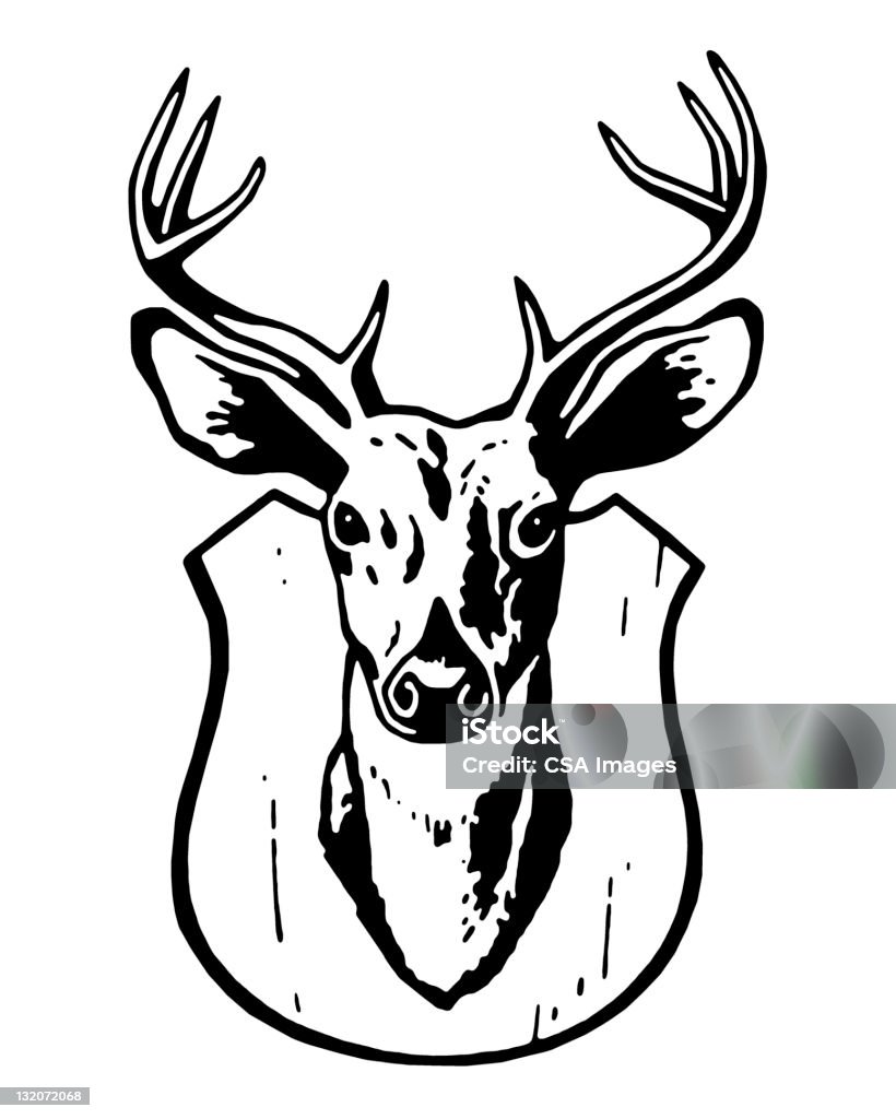 Berittener Deer Kopf - Lizenzfrei Altertümlich Stock-Illustration