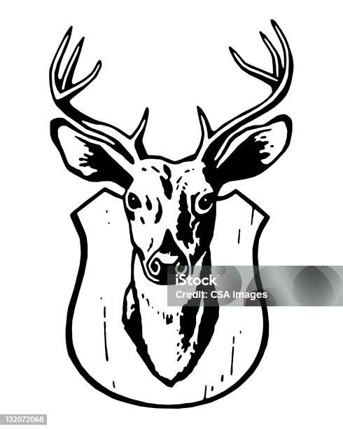 Berittener Deer Kopf Stock Vektor Art und mehr Bilder von Altertümlich - Altertümlich, Geweih, Illustration
