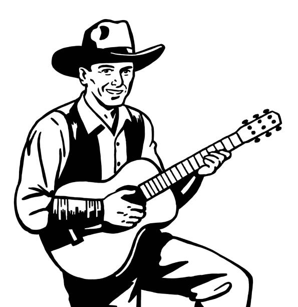 Singing Cowboy Singing Cowboy vintage cowboy stock illustrations