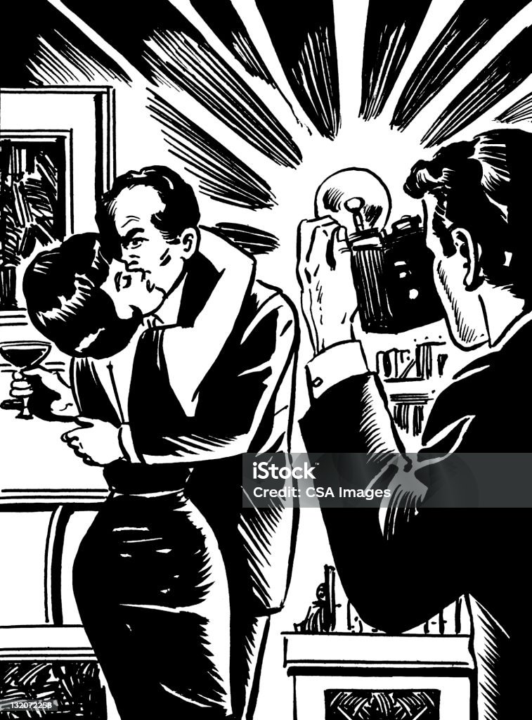 Photographe prendre photo de Couple embrassant - Illustration de Hommes libre de droits