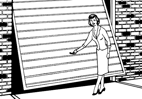 Woman Opening Garage Door