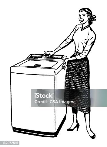 istock Woman With Washing Machine 132072515