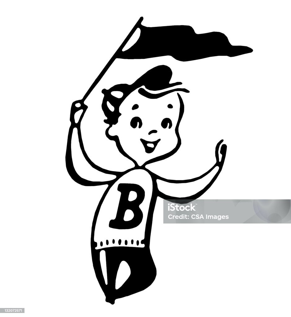 Boy agitando bandera - Ilustración de stock de Pendón libre de derechos