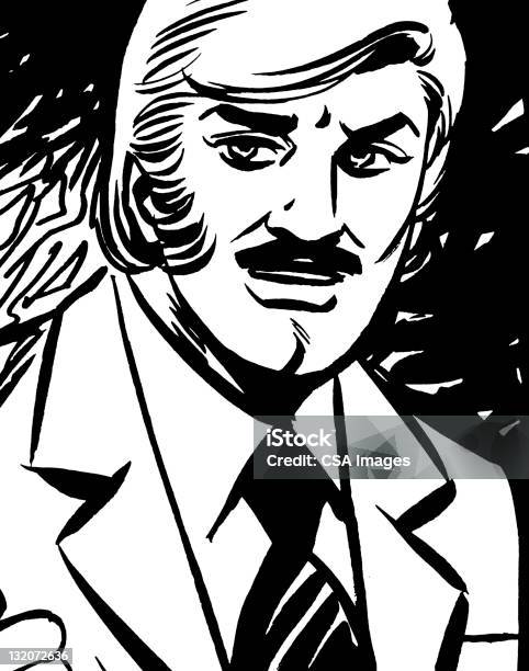 Blonde Mustache Man Wearing Suit Stock Illustration - Download Image Now - Adult, Adults Only, Bachelor