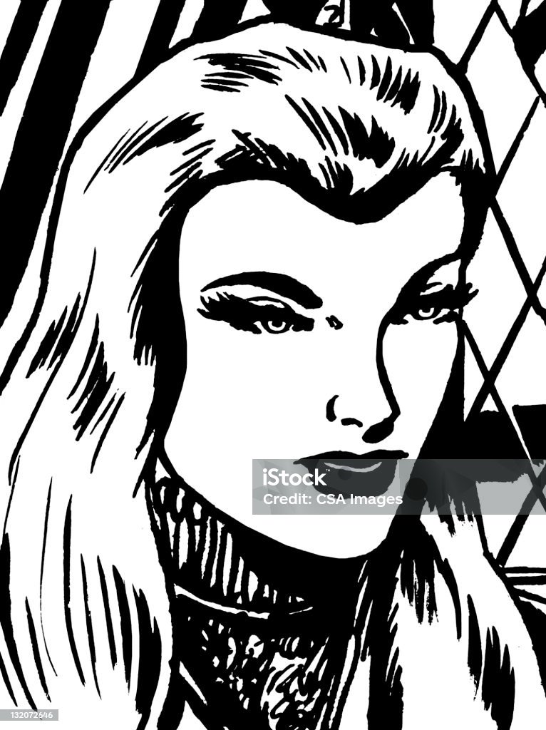 Donna con capelli lunghi - Illustrazione stock royalty-free di Abbigliamento