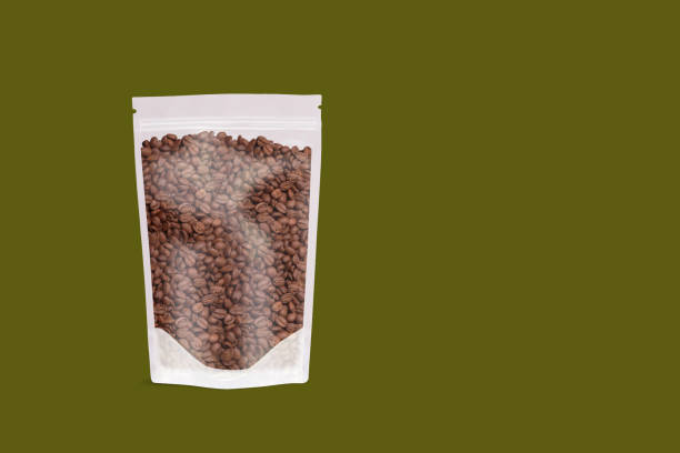 istock Blank black, white or craft doy pack mockup set, standing isolated, 3d rendering. Empty stand-up pouch mock up, side view. Clear flexible pack with zip for coffee template. 1320727368