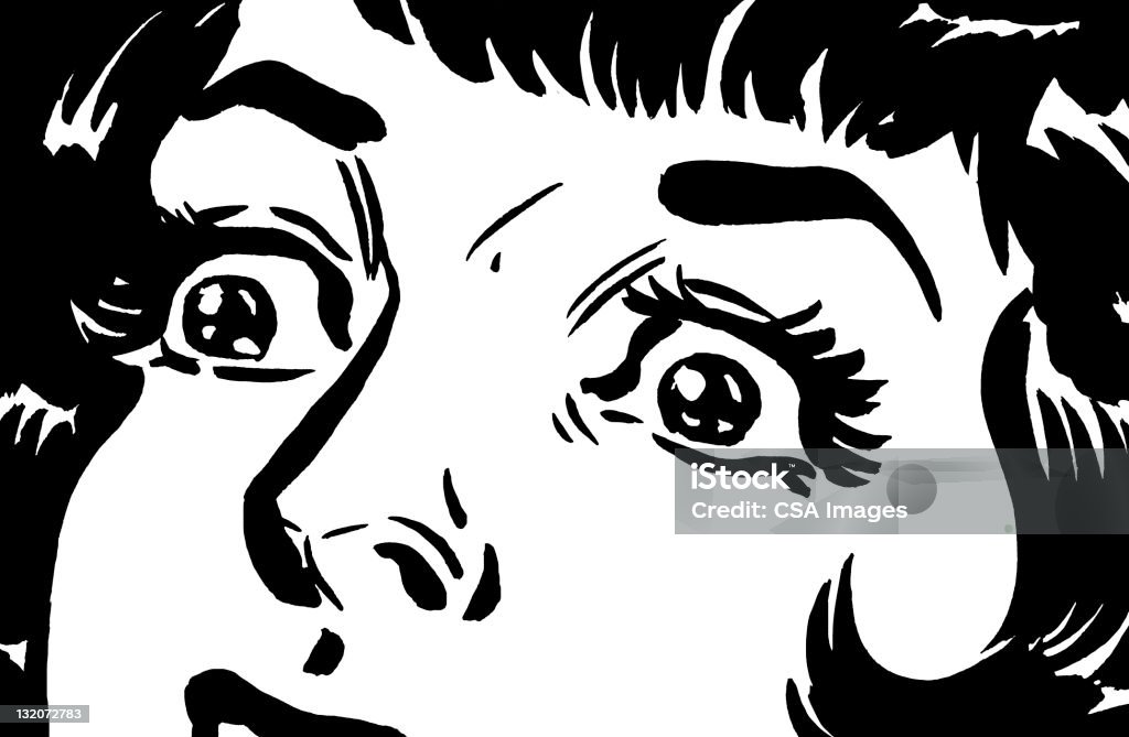 Close up of Frightened Woman's Eyes Fear stock illustration