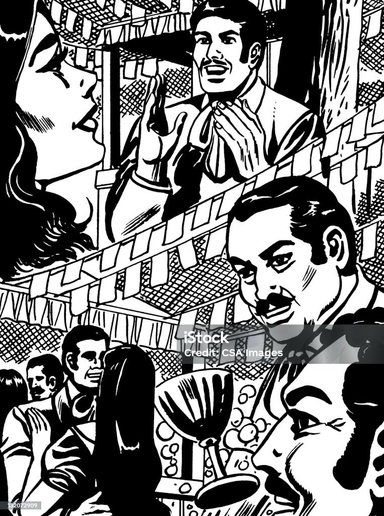 Zwei Szenen, Mann und Frau und Männer und Goblet - Lizenzfrei Mexikanischer Abstammung Stock-Illustration