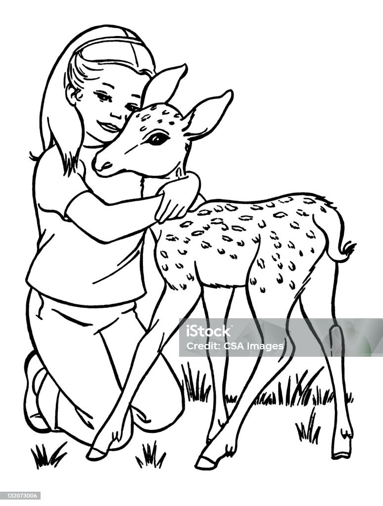 Девушка фигуру Самка оленя - Стоковые иллюстрации Белый фон роялти-фри