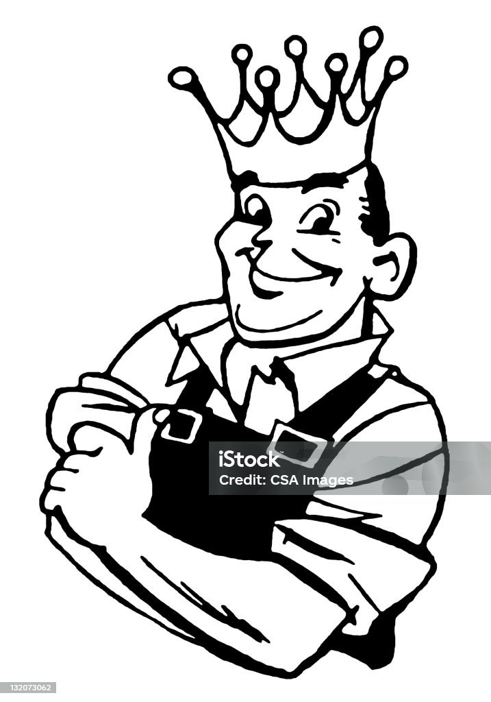 Mano di uomo che indossa la corona - Illustrazione stock royalty-free di Artigiano